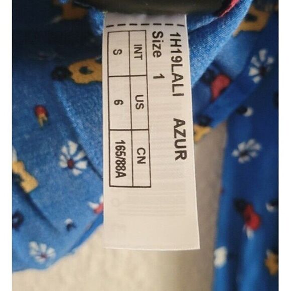 ba&sh Lali Blue Floral Button V Neck Long Sleeve Blouse Women's Size Small - Picture 7 of 9